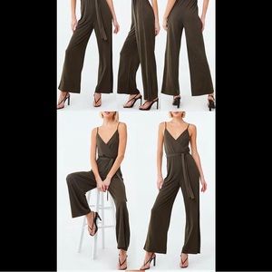 Haute Monde jumpsuit, faux wrap tie waist